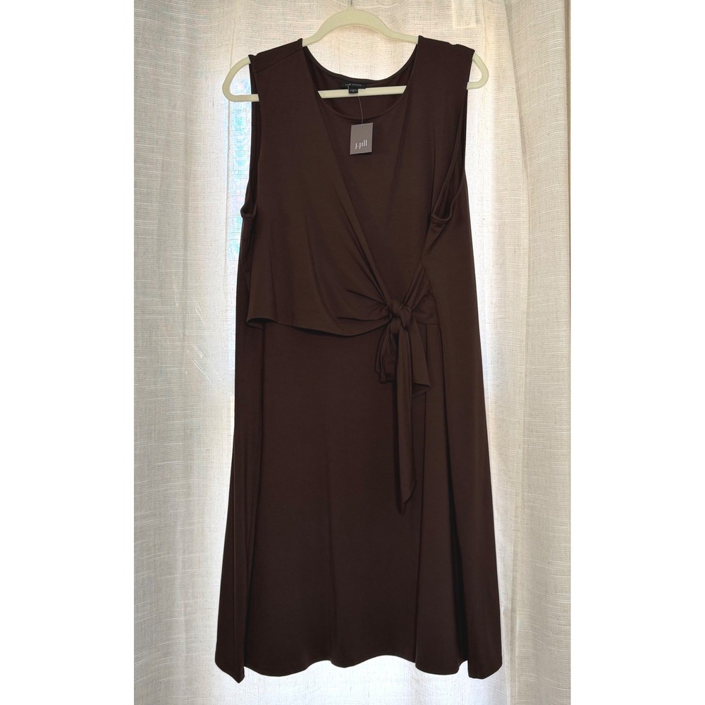NWT J. Jill Wearever Mocha Brown Dress Side Tie Waist Jersey Knit Women's 2X